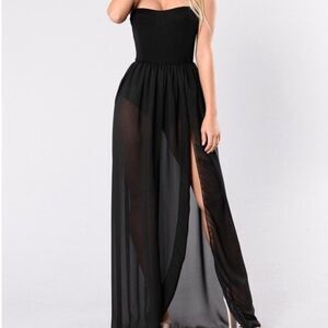 Fashion Nova Exhibit A Dress Black sheer dress tube body suit